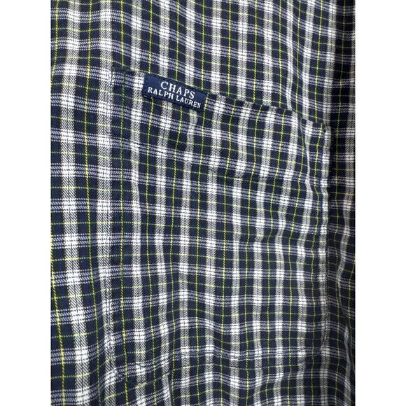 Chaps Ralph Lauren Button Down Shirt Mens Long Sleeve Green Flannel Plaid Sz XL - Picture 3 of 5